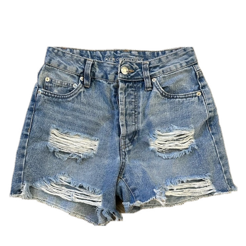 Women’s light wash very distressed denim jean cut off shorts raw hem size 00
